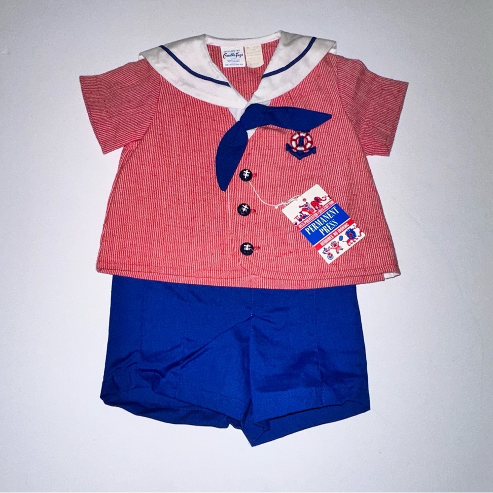 VTG Sailor Cradle Togs Easter Clothing Set Infant Embroidery New Old Stock 6M